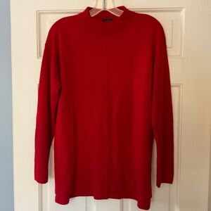 Talbots Pure Merino Wool Sweater Red Pullover Seamed Rib Sleeves Trim Size M
